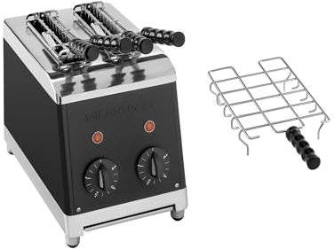 Milantoast 2-er Toaster mit Zangen und Brötchenaufsatz (Schwarz)