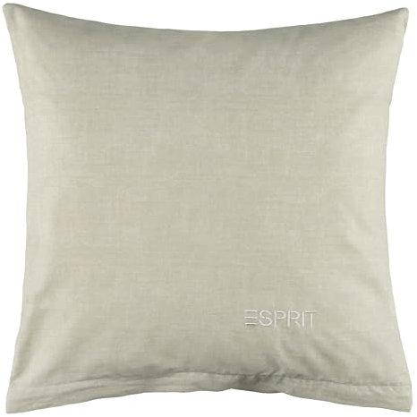 Esprit Home Premium Kopfkissenbezug 80x80 Baumwolle - Grau - Kissenhülle mit Esprit-Logo gestickt - Doubleface - farblich passend zur Bettwäsche mit Reißverschluss