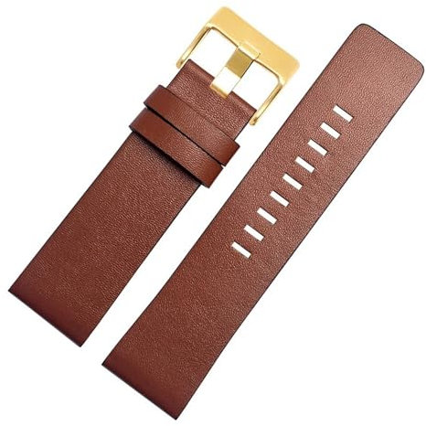 DKWOIS Kompatibel mit Diesel Leder Uhrenarmband DZ7332 DZ7314 DZ7311 DZ7332 Herren Armbanduhr Band Armband Zubehör 26MM 28MM 30MM 32M(Light brown gold,22mm)