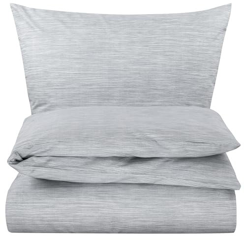 Carpe Sonno Bettwäsche 200x220 - Renforce aus 100% Baumwolle – Uni Bettzeug in Melange Optik - Ganzjahresbettwäsche mit Bettbezug und Kissenbezug in Hotelqualität - Grau einfarbig