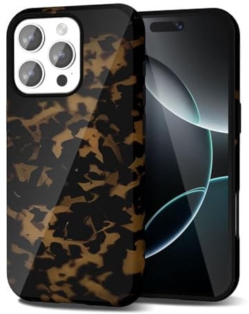 Svanove Tortoise Shell Phone Case for iPhone 16 Pro Case Girly Trendy Pattern, Retro Amber Cool Animal Print, Luxury Cute Case for Women Girl, Aesthetic Y2k Turtle Hard Shell Plastic Cover
