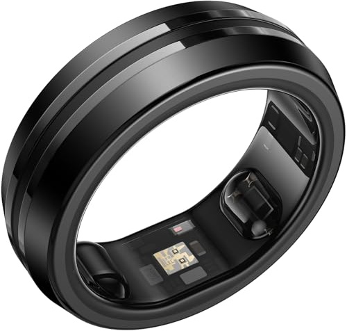 RENPHO Lynx Smart Ring-All Day Sleep & Activity Tracking, Includes Charging Case, 7-Day Battery Life, Subscription-Free App for iOS & Android, Size Before You Buy (Black, Size 8)