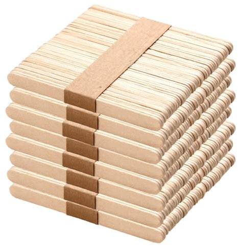 Wenrescry 400 Pièces Batonnet en bois,Batonnet glace,Bâtonnets en Bois pour Artisanat - Bâtonnets de Bricolage en Bois Naturel, Spatule en Bois pour Artisanat et Cosmétiques (114 x 9 x 2 mm)