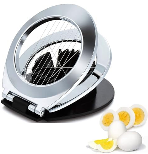 Egg Slicer Stainless Steel, Boiled Egg Cutter with PP Base, Versatile Egg Cutter for Quick and Neat Slicing, Ideal for Eggs, Fruits, and Soft Foods, Durable and Easy to Clean