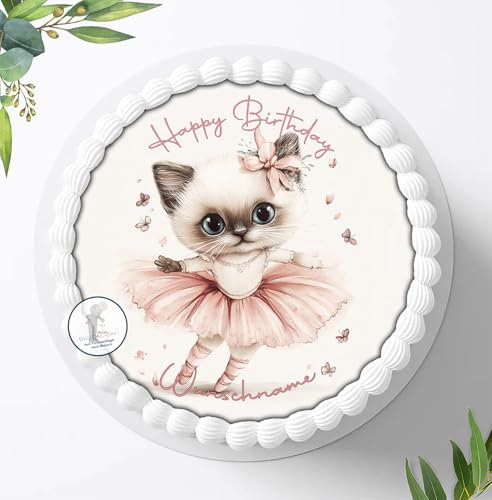 Tortenaufleger Ballerina Motiv für Jungen u. Mädchen, Personalisiert mit oder ohne Wunschname zum Geburtstag, Tortenbild, Zuckerbild, Essbares Foto für Torten, Deko aus Fondant, Ø 20cm - 2116z