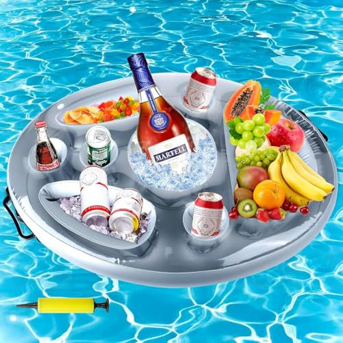 MTINRNI Porte-gobelet Gonflable Flottant,Gonflable Porte-Boissons 2 en 1 Plateau Flottant,Porte-Bouteille Gonflable Flottant Fête D'été, pour Piscine de Grande Capacité.