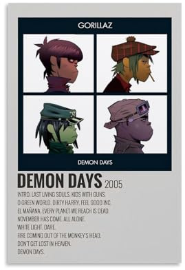 Generisch Gor-illaz Demon Days 2005 Album Poster Poster Für Zimmer, Ästhetische Leinwand-Wandkunst, Schlafzimmer-Dekor Poster 12x18inch(30x45cm)