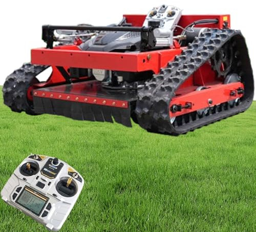 CMOLVUR 7.5HP Robot Lawn Mower Robotic Lawnmower, Four Sroke Gasoline Crawler Remote Control Powered Quick Weeding Grass Cutter, Supports Slopes of 45°, Height 10-180mm, Mowing Width 550mm