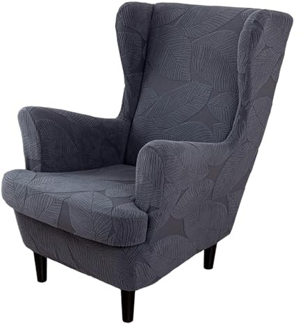 Wingback Chair Covers,Solid Color Wing Chair Slipcover with T-Cushion Cover