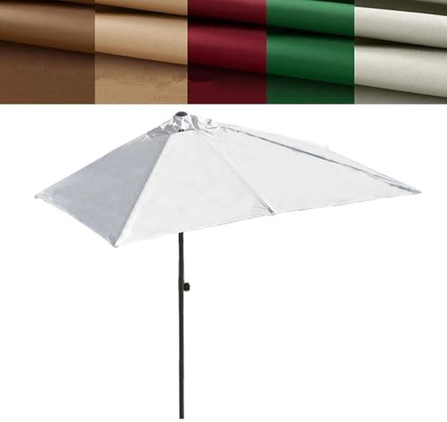 AGKANVCVNT Halber Sonnenschirm Halbschirm Rechteckig Mit Kurbel, 270x150cm Balkonschirm Groß Für Terasse, Garten, Gastro, Ohne Sockel, Rot(Off-White,270 * 150cm/9 * 5ft)