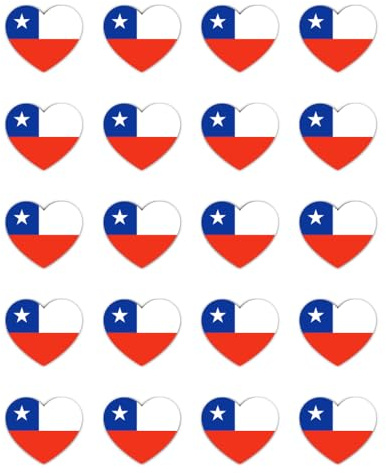 Aufkleber: 25 mm, 20 Stück - 20 Aufkleber Herz Flagge Chile Vinyl Set 25 mm 2,5 cm selbstklebend Deko Basteln Geschenk