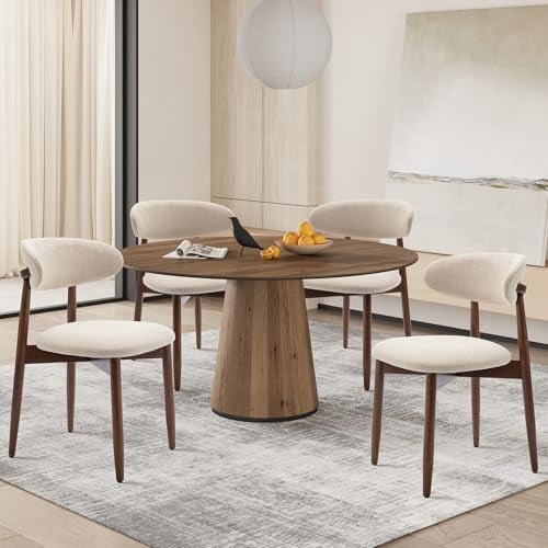 COLAMY Modern Dining Chairs Set with Wooden Legs – Upholstered Fabric Dining Room Chairs with Curved Backrest, Soft Cushion Seat, and Sturdy Rubberwood Frame for Kitchen, Living Room, or Café