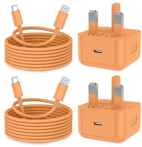 KTDRJN for iPhone Charger Fast Charge, 2Pack 20W Apple Charger 3.0A fast iPhone charger with usb c to Lightning Cable 2M for iPhone 14 13 12 11 Pro Max XS XR X 8 7 6 Plus 5, iPad and iPod-Orange