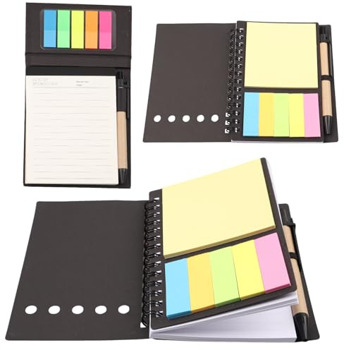 2 Stück Notizbuch mit Stift, Mehrfarbige Haftnotizen mit Stift und Notizpapier-Set, Notizbuch Set Arbeits- und Alltagsbedürfnisse, Business Notebook mit Haftnotizen, für Büro, Schule und Outdoor
