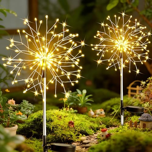 2 Pezzi Luci Solari da Giardino Decorative, Luci Fuochi D'artificio