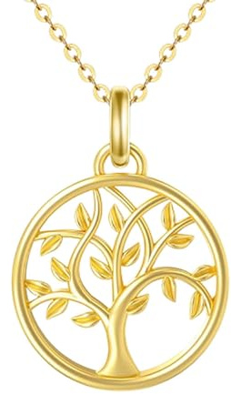 MOLICACI 9ct Gold Tree of Life Necklace for Women Real Yellow Gold Tree Necklace Jewelry Gift for Her Ladies Christmas Anniversary Birthday, 46cm