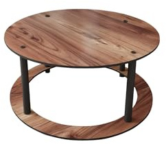 Modern Walnut Coffee Table, 70 cm Diameter, 38 cm Height | 100% MDF with Compressed Kraft Legs | Stylish Industrial Design for Home & Office