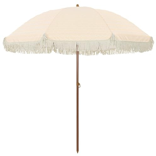 Mhdvray Parasol rond inclinable jaune et blanc - 205 x 205 x 210 cm - En polyester et cadre en acier résistant aux UV - Facile à transporter - Pour terrasse, balcon, jardin et plage, jaune, 205 x 205