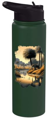 Savannah Paradise on the Riverbank with an Elephant Stainless Steel Insulated Water Bottle