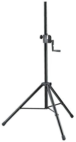 K&M 21302 Boxenstativ Schwarz aus Stahl, Starline – mit Kurbelgetriebe und eingepresste Gewindebuchse M10 stufenlos
