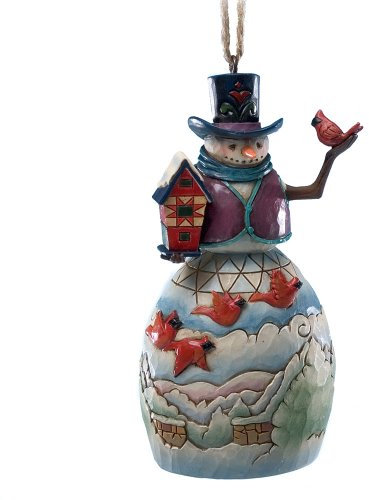 ENESCO Jim Shore Heartwood Creek Schneemann mit Cardinals Ornament, 4-Zoll