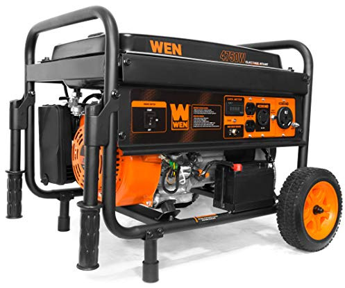 WEN 56475 4750-Watt Portable Generator with Electric Start and Wheel Kit, Yellow and Black