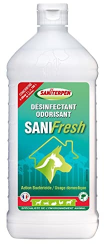 SANITERPEN - Désinfectant Parfumant SaniFresh - Spécial Animaux de Compagnie Multi-surfaces - Produit Tout Type de Sols - Parfum Mentholé - Fabrication Française - Flacon 1 L
