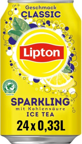 LIPTON ICE TEA Sparkling Classic, Eistee mit Kohlensäure und Zitronen Geschmack (24 x 0.33l)