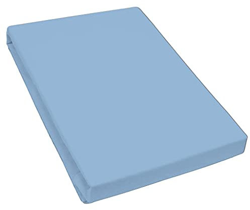 Bella Luna - Spannbettlaken 180x200cm für Boxspringbett auch passend für 200x200 cm / 200x210cm / 200x220cm Übergröße Jersey Bettbezug Baumwolle Elastan Bettlaken 180x200cm bis 200x220 cm - Himmelblau