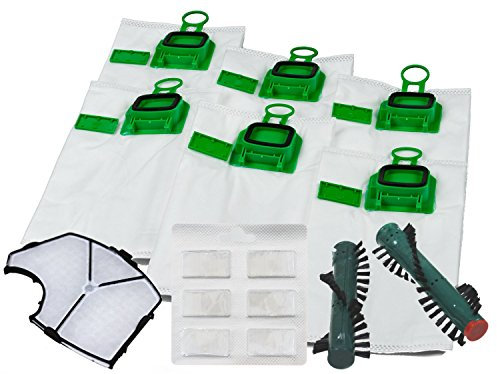 Filtro HEPA Mega Set 12 Sacchetti per aspirapolvere Premium + 2 Filtro di protezione motore + 12 Duft Chip + SPAZZOLE adatto per Vorwerk Folletto VK 140 e VK 150