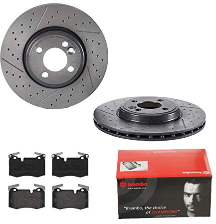 2 Bremsscheiben Geschlitzt/Gelocht 294 mm + Bremsbeläge Vorne von Brembo Geschlitzt/Gelocht (1420-55323) Bremsensatz Bremsanlage Bremsen-Kit,Bremsenset, Bremsscheiben, Bremsbeläge, Bremsen-Set,