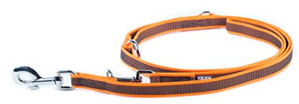 IDC Color & Gray verstellbare Leine mit Doppelkarabiner, 20 mm x 2,2 m, Orange-Grau