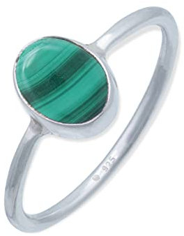 mantraroma Ring Silber Damen Malachit Edelstein grün schlicht modern
