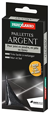 Parexlanko - Paillettes pour joints de carrelage - Paillettes argent - Joints en poudre, pâte ou époxy - Sol et mur intérieur - Mélange facile - 30g
