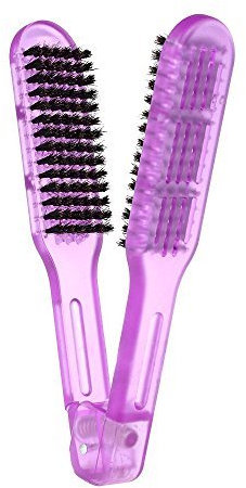 SGerste Hair Straightener V Shape Hair Straightening Clamp Folding Hair Comb Hair Styling Brush Random Color