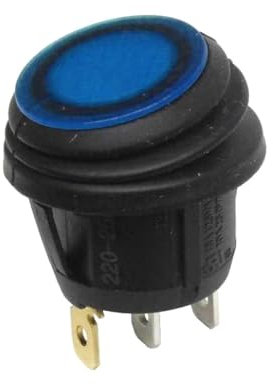 WITTKOWARE Kontroll-Wippenschalter, IP65, Einbau-Ø 20mm, 1-polig, EIN/AUS, 10A/250V~, beleuchtet, Tastenfarbe blau