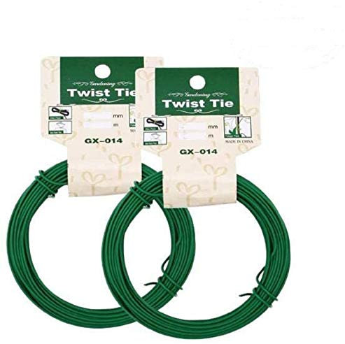 2 Pack Gartendraht Grün, Bindedraht Spanndraht Beschichteter Drahtbinder zum Hochbinden von Pflanzen (15M/20M) (Ø 1.8mm - 15m)