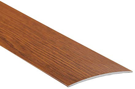 80mm Wide Self-Adhesive Aluminium Wood Effect Transition Strip Carpet Cover Door Floor Threshold TMW Profiles (Rustic Oak)