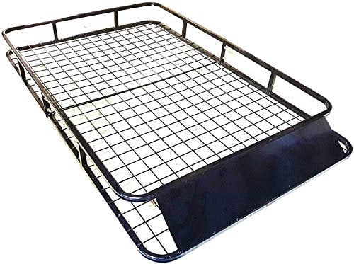Large Black Steel Folding Roof Rack Basket Tray Luggage Cargo Carrier with Bars 1.6M