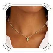 M MOOHAM Gold Cross Necklace for Women, 14K Gold Plated Necklace