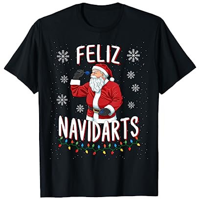 Lustiges Feliz Navidarts Dart Wortspiel Weihnachten Geschenk T-Shirt