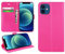 DN-Technology for iPhone 12 Mini Case Flip Leather Wallet Book Stand Folio Card Holder Phone Cover iPhone 12 Mini 5.4'' (PINK)