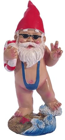 Garneck Funny Garden Resin Gnome Ornament Garden Gnome Figurine Cartoon 3D Bikini Dwarf Doll Model Statue Photo Prop Outdoor Art Craft Sculpture for Home Patio Lawn Statue Craft