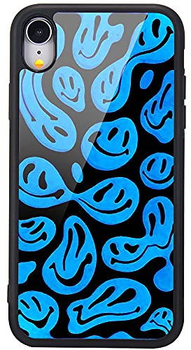 MAYCARI Blue Smile Printed Cases for iPhone 7/8/SE 2020,Cute Soft TPU Hard Back Shatter-Resistant Shockproof Anti-Fall Protective Girly Abstract Painting Art Cover Case for iPhone 7/8/SE 2020