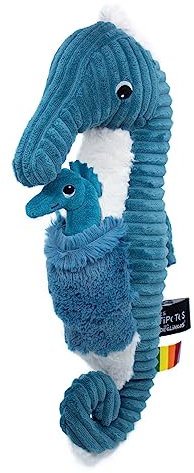 Les Déglingos Ptipotos by Plüschtier Papadu das Seepferdchen, Blau – Original – Schmusetuch ideal ab der Geburt – Geschenkidee zur Geburt – Plüschtier – Blau