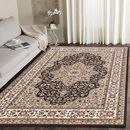 Luxury Traditional Area Rugs Large Oriental Design Carpets for Living Room Bedroom Hallway Runner Floor Mat (160 x 230 cm, Brown)
