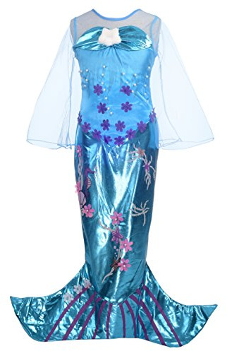 Lito Angels Prinzessin Meerjungfrau Kostüm Kleid Party Verkleidung Cosplay für Kleinkind Mädchen Größe 3-7 Jahre, Blau