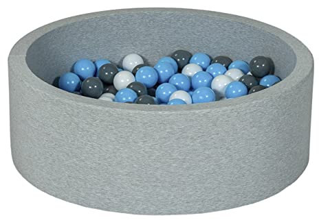 Velinda Piscine à balles pour Enfant, Aire de Jeu + 150 balles (Couleurs des balles: Blanc, Bleu Clair, Gris)