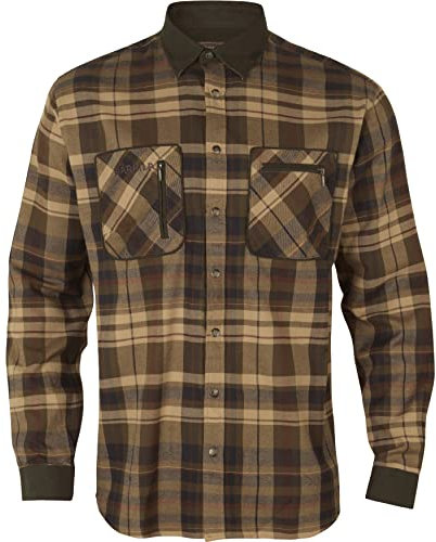 Härkila | Pajala Hemd | Professionelle Jagd Kleidung & Jagd Zubehör für Herren & Damen | Skandinavische Qualität Made to Last | Beige w/Brown, L
