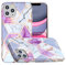 nancencen Handyhülle für iPhone 11 Pro Max (6.5) Hülle, Premium TPU Ultra Dünn Silikon Transparent Softshell Schutzhülle, Stoßfest Bumper Glitzer Marmor Blume Design Case Cover (Lila Weiß)